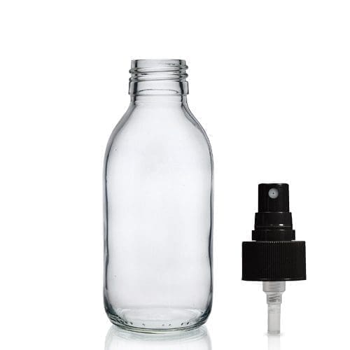 150ml Clear Glass Syrup Bottle & Atomiser Spray