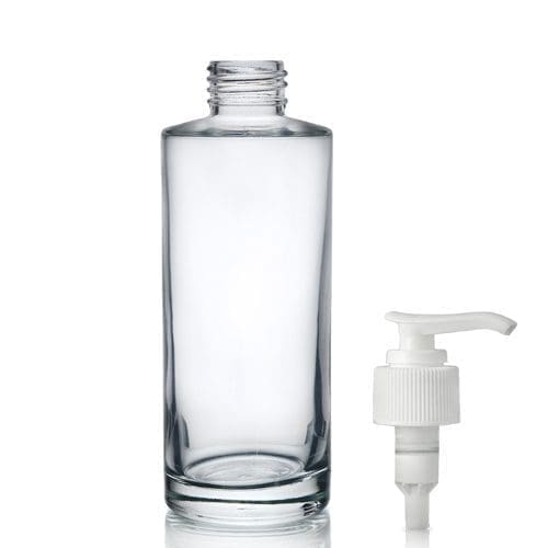 150ml Clear Glass Simplicity Bottle & White Lotion Pump