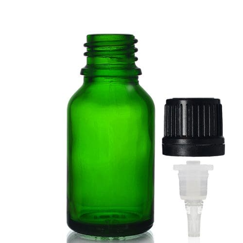 15ml Green Glass Dropper Bottle w Black Dropper Cap