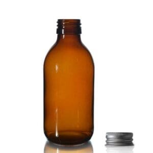 200ml Amber Glass Syrup Bottle & Aluminium Cap
