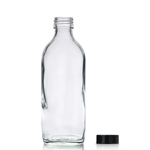 200ml Clear Glass Flask Bottle & Polycone Cap Ampulla Ltd