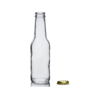 200ml Clear Glass Mixer Bottle & Gold Crown Cap