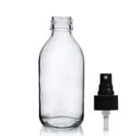 200ml Clear Glass Sirop Bottle w Black Atomiser