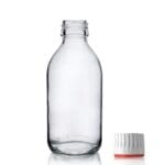 200ml Clear Glass Sirop Bottle w Red Band Cap