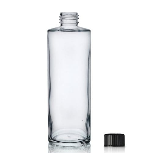 200ml Glass Simplicity Bottle w Black Screw Cap