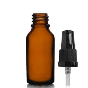 20ml Amber Glass Dropper Bottle w Black Lotion Pump