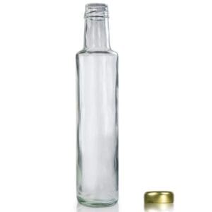 250ml Tall Slim Glass Dressing Bottle & Lid
