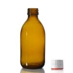 250ml Amber Glass Sirop Bottle w Red Band Cap
