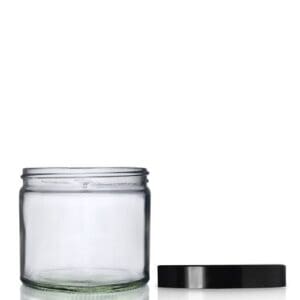 250ml Clear Glass Jar With Black Lid