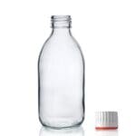 250ml Clear Glass Sirop Bottle w Red Band Cap