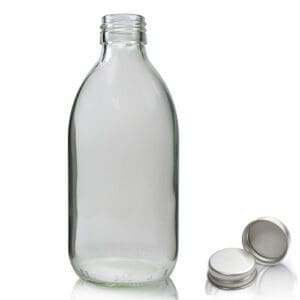 250ml Clear Glass Syrup Bottle & Aluminium Cap