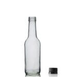 250ml Clear Mountain Bottle w Black Cap