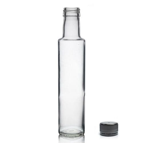 250ml Hexagonal Glass Sauce Bottle & Lid Ampulla Ltd 0161 367 1414