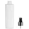 250ml White PET Plastic Bottle & Black/Silver Atomiser Spray