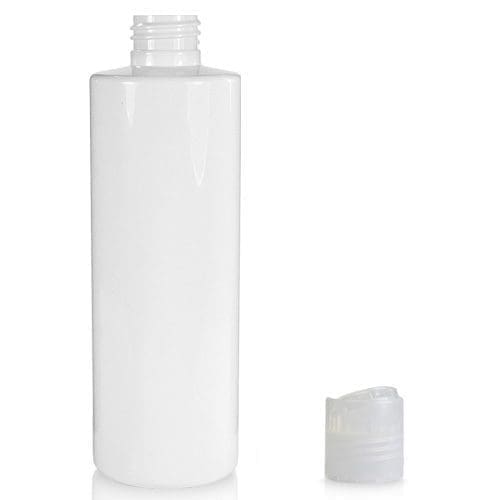 250ml White PET Plastic Bottle & Disc Top Cap