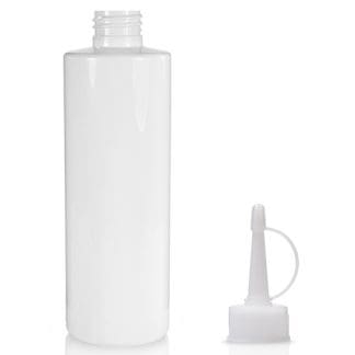 250ml White PET Bottle w Natural Spout Cap