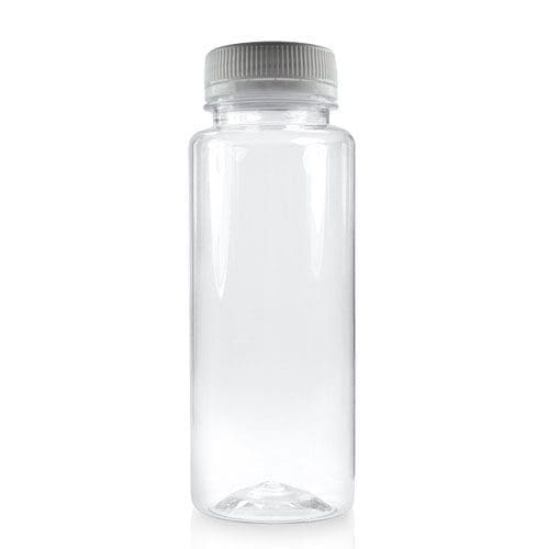 250ml Slim Plastic Juice Bottle With Silver Lid