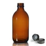 300ml Amber Glass Sirop Bottle w Black Urea Cap