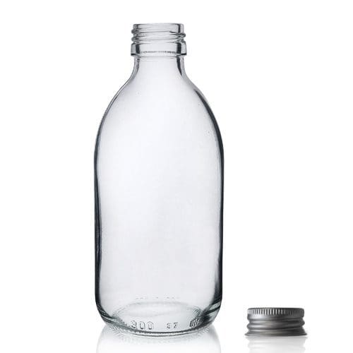 300ml Clear Glass Sirop Bottle w Aluminium Cap