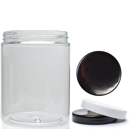 300ml Clear Plastic Jar With Plastic Lid Ampulla Ltd 0161 367 1414