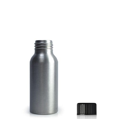 30ml Aluminium Bottle With Black Plastic Cap