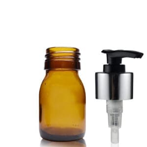 30ml Amber Glass Medicine Bottle With Luxury Lotion Pump