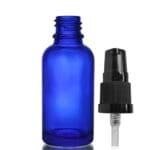30ml Blue Glass Dropper Bottle w Black Lotion Pump