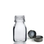 30ml Clear Glass Sirop Bottle w Black Urea Cap
