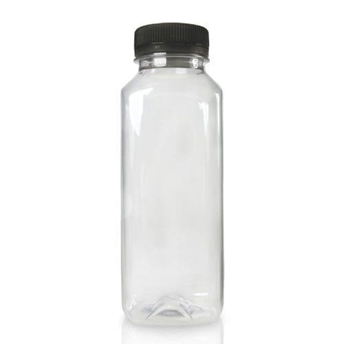330ml Plastic Square Juice Bottle With Black Cap