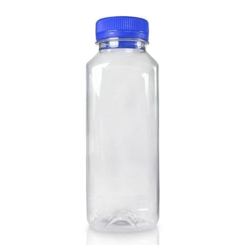330ml Plastic Square Juice Bottle With Blue Cap