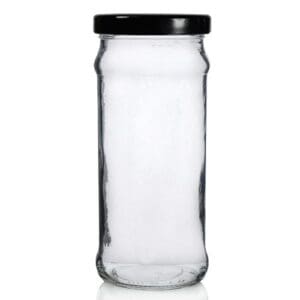 370ml Glass Chutney Jar E w Black Lid