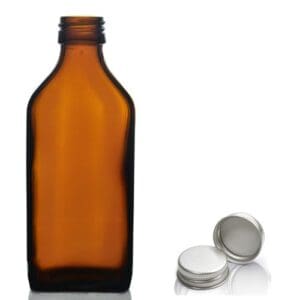 Vinatge 500ml amber glass rectangular bottle with metal cap