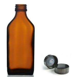 Vinatge 500ml amber glass rectangular bottle with screw cap