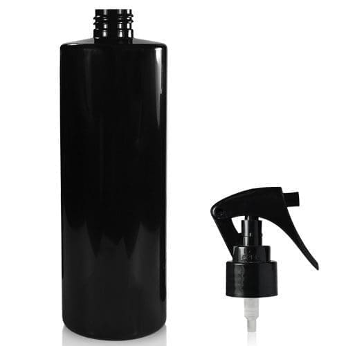 500ml Glossy Black PCR Plastic Bottle Mini Trigger Spray