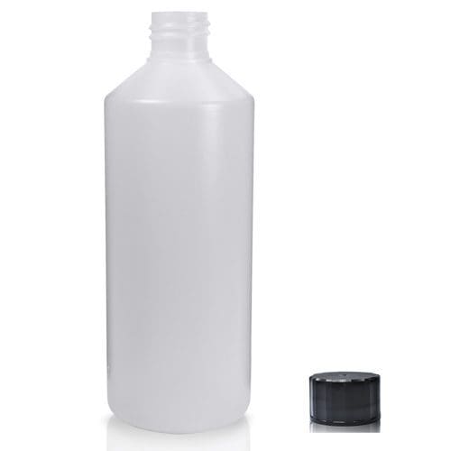 500ml Natural HDPE Round Bottle w bsc