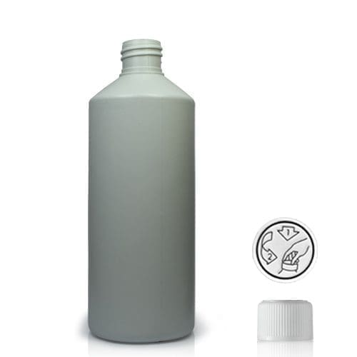 500ml PCR/ HDPE Plastic Bottle & 28mm Child Resistant Cap