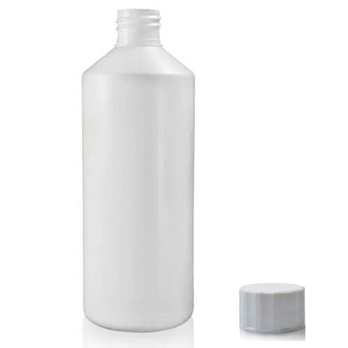 500ml White HDPE Plastic Round Bottle w wsc
