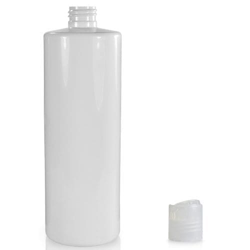 500ml White PET Plastic Bottle & Disc Top Cap