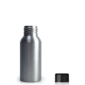 50ml Aluminium Bottle With Black Plastic Cap
