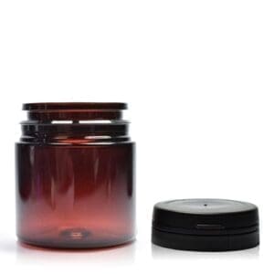 50ml Amber Plastic Pill Jar With Snap-Hinged Cap