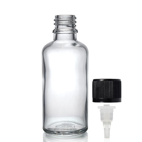 50ml Clear Glass Dropper Bottle w CRC Dropper Cap