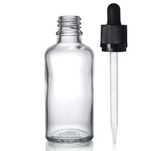 50ml Clear Glass Dropper Bottle w Straight Tip Pipette