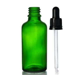 50ml Green Glass Dropper Bottle w Black Pipette