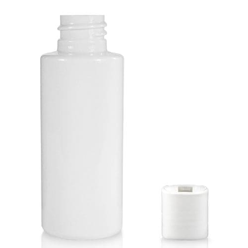 50ml White PET Plastic Bottle & Disc Top Cap