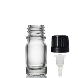 5ml Clear Glass Dropper Bottle w Black Dropper Cap
