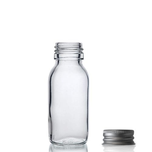 60ml Clear Glass Sirop Bottle w Aluminium Cap