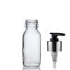 60ml Clear Glass Sirop Bottle w Black and Silver Lotion Pump