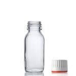 60ml Clear Glass Sirop Bottle w Red Band Cap