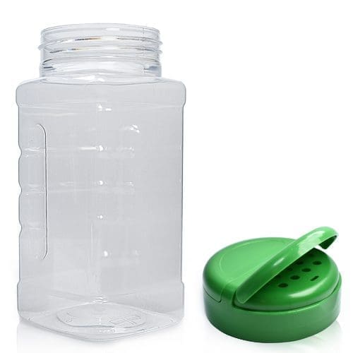 500ml Square Plastic Spice Jar With Flapper Cap