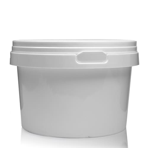 500ml White Round Plastic Pot MF With Lid